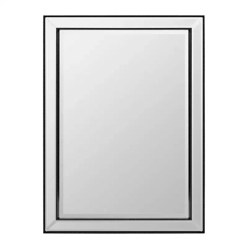 Pensile da bagno a specchio con una anta, nero spazzolato, 56x76 cm