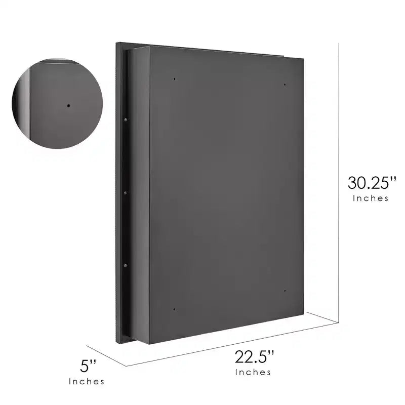 Pensile da bagno a specchio con una anta, nero spazzolato, 56x76 cm