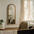 Specchio da terra ad arco marrone, 1 persona, 63,5 cm L x 165 cm H
