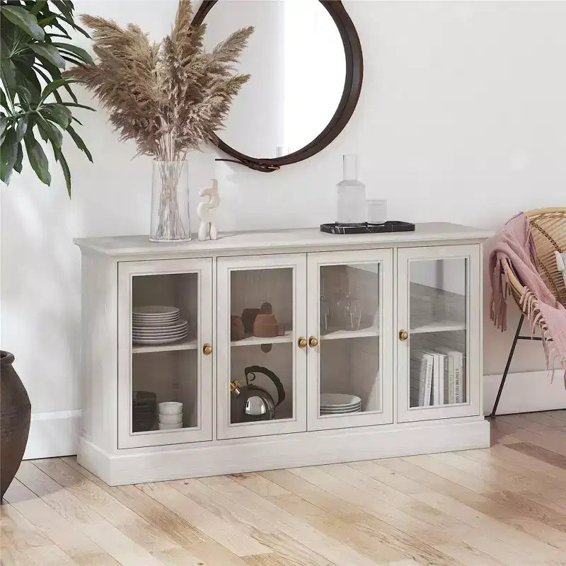 Mobile porta TV con consolle in Rovere Nero/Rovere Bianco per TV fino a 65"
