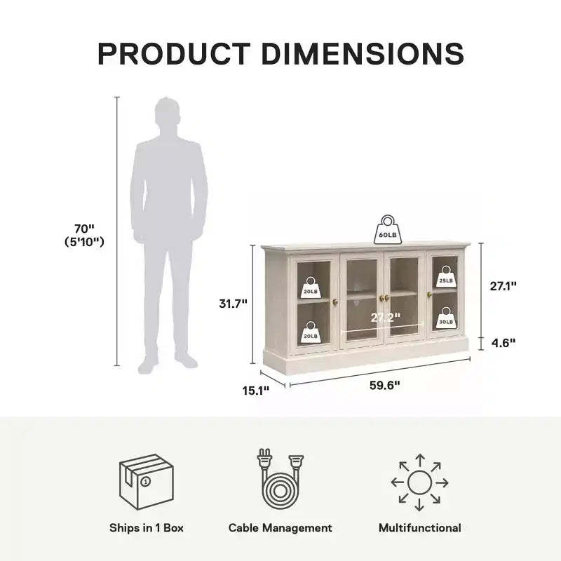 Mobile porta TV con consolle in Rovere Nero/Rovere Bianco per TV fino a 65"