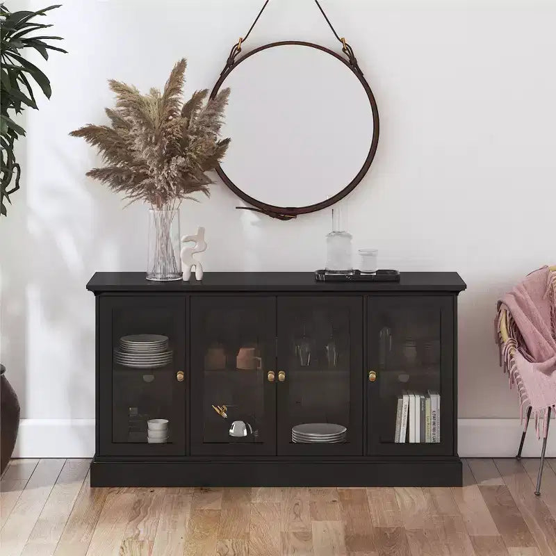 Mobile porta TV con consolle in Rovere Nero/Rovere Bianco per TV fino a 65"
