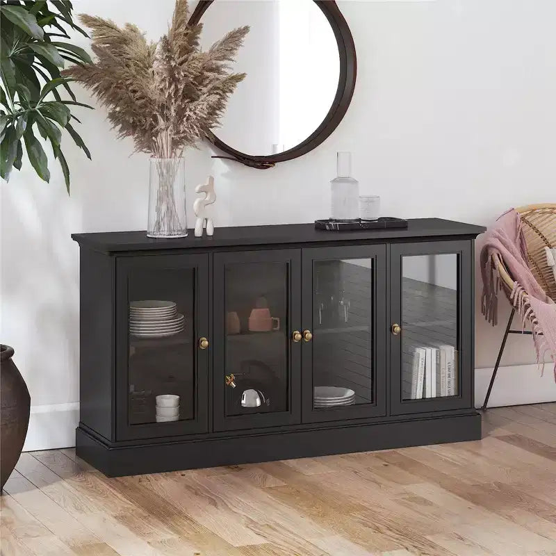 Mobile porta TV con consolle in Rovere Nero/Rovere Bianco per TV fino a 65"