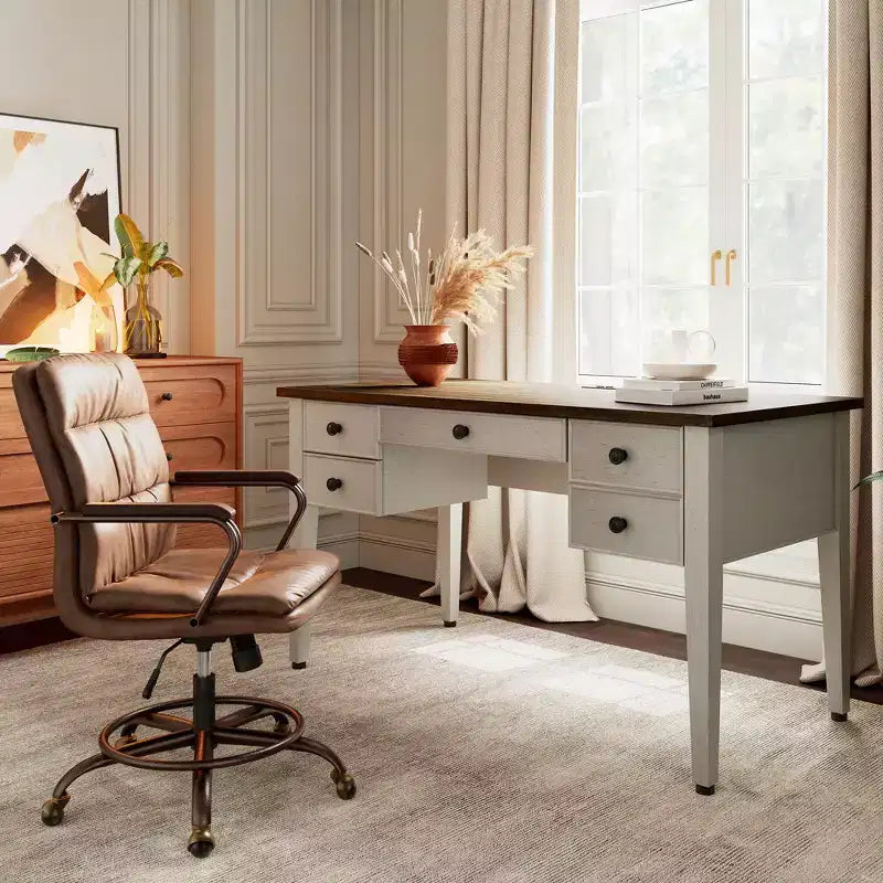 Scrivania marrone anticata da 55" – 1 Persona