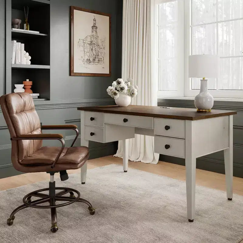 Scrivania marrone anticata da 55" – 1 Persona