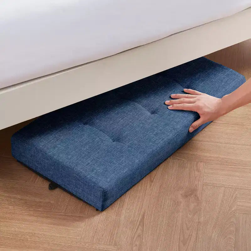 Panca Contenitore Ottomana Pieghevole Trapuntata in Lino, Singola, 76 cm – Beige / Nero / Grigio Antracite / Grigio / Blu Navy