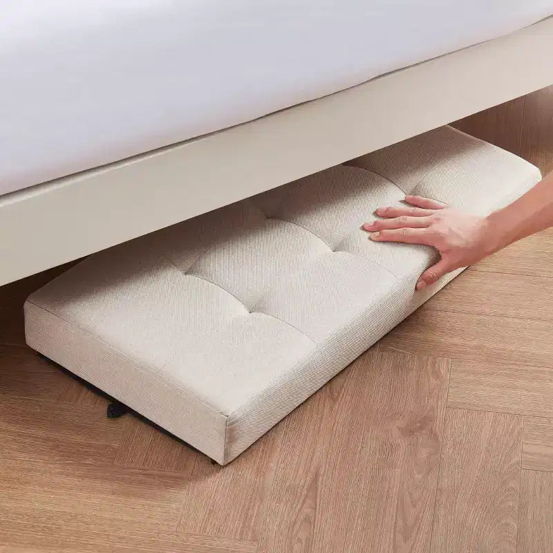 Panca Contenitore Ottomana Pieghevole Trapuntata in Lino, Singola, 76 cm – Beige / Nero / Grigio Antracite / Grigio / Blu Navy