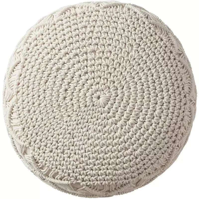 Pouf rotondo in cotone intrecciato | Beige, naturale, tortora, bianco | 1 posto