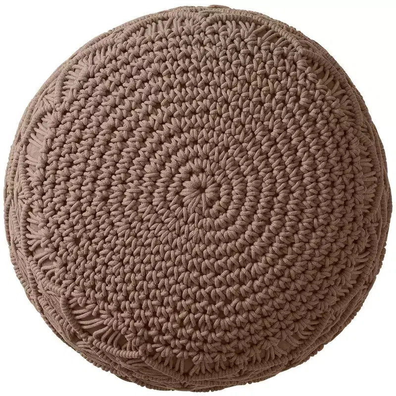 Pouf rotondo in cotone intrecciato | Beige, naturale, tortora, bianco | 1 posto