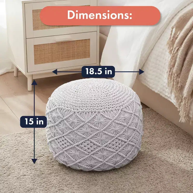 Pouf rotondo in cotone intrecciato | Beige, naturale, tortora, bianco | 1 posto