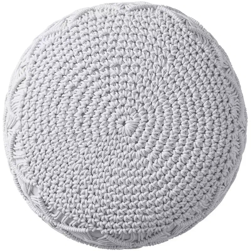 Pouf rotondo in cotone intrecciato | Beige, naturale, tortora, bianco | 1 posto
