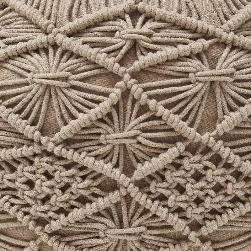 Pouf rotondo in cotone intrecciato | Beige, naturale, tortora, bianco | 1 posto