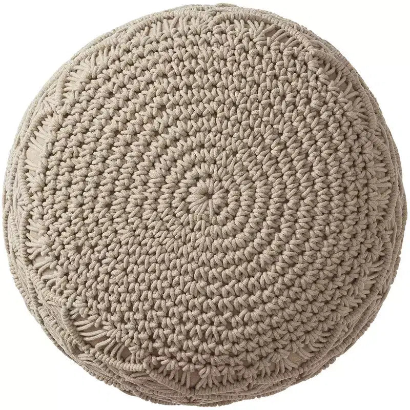Pouf rotondo in cotone intrecciato | Beige, naturale, tortora, bianco | 1 posto