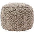 Ornavo Home Cotton Macrame Braid Pouf Ottoman - 18.5 x 15