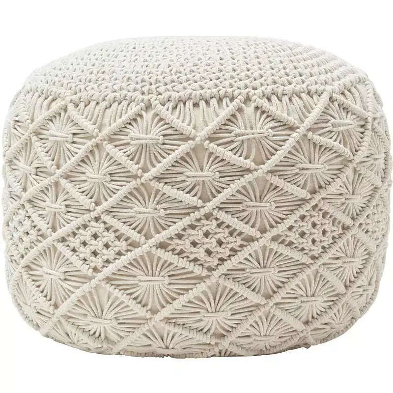 Pouf rotondo in cotone intrecciato | Beige, naturale, tortora, bianco | 1 posto