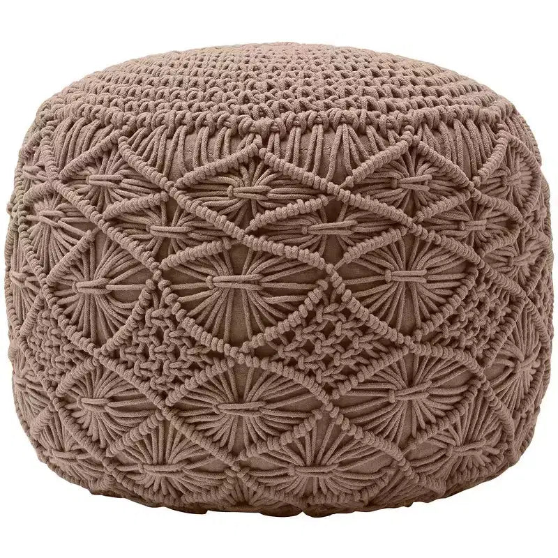 Pouf rotondo in cotone intrecciato | Beige, naturale, tortora, bianco | 1 posto