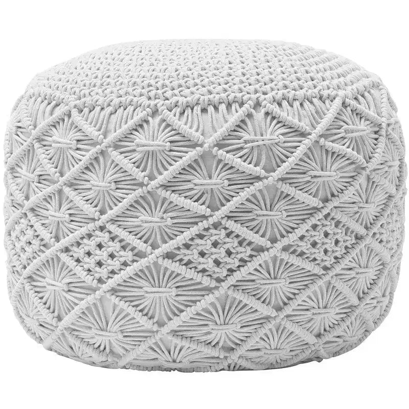 Pouf rotondo in cotone intrecciato | Beige, naturale, tortora, bianco | 1 posto