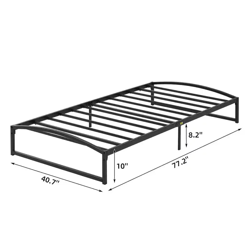Struttura letto a piattaforma in metallo nero, design ad arco, Queen, 1 persona