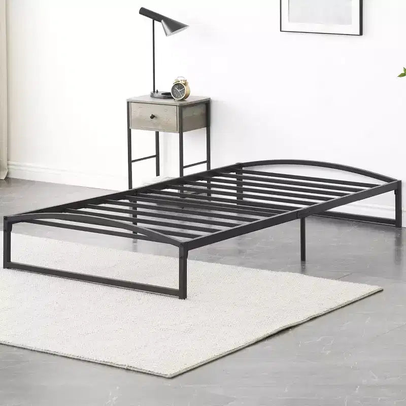 Struttura letto a piattaforma in metallo nero, design ad arco, Queen, 1 persona