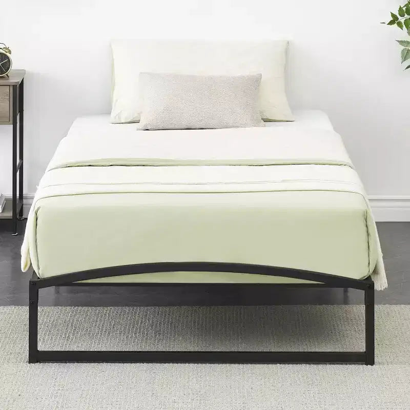 Struttura letto a piattaforma in metallo nero, design ad arco, Queen, 1 persona