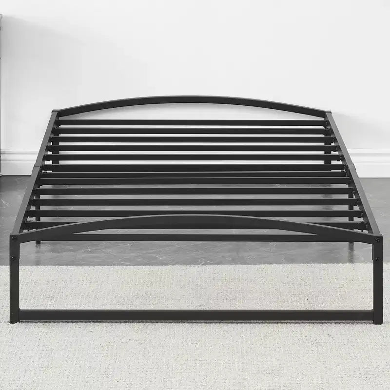Struttura letto a piattaforma in metallo nero, design ad arco, Queen, 1 persona