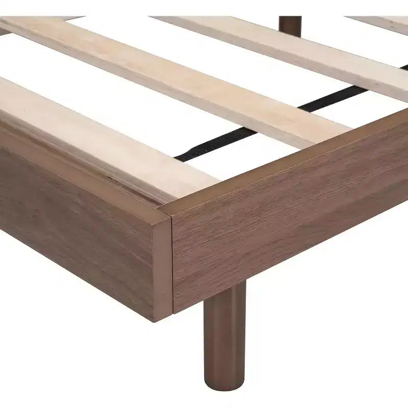 Struttura letto matrimoniale "full size" galleggiante marrone con testiera e pediera, per 1 persona
