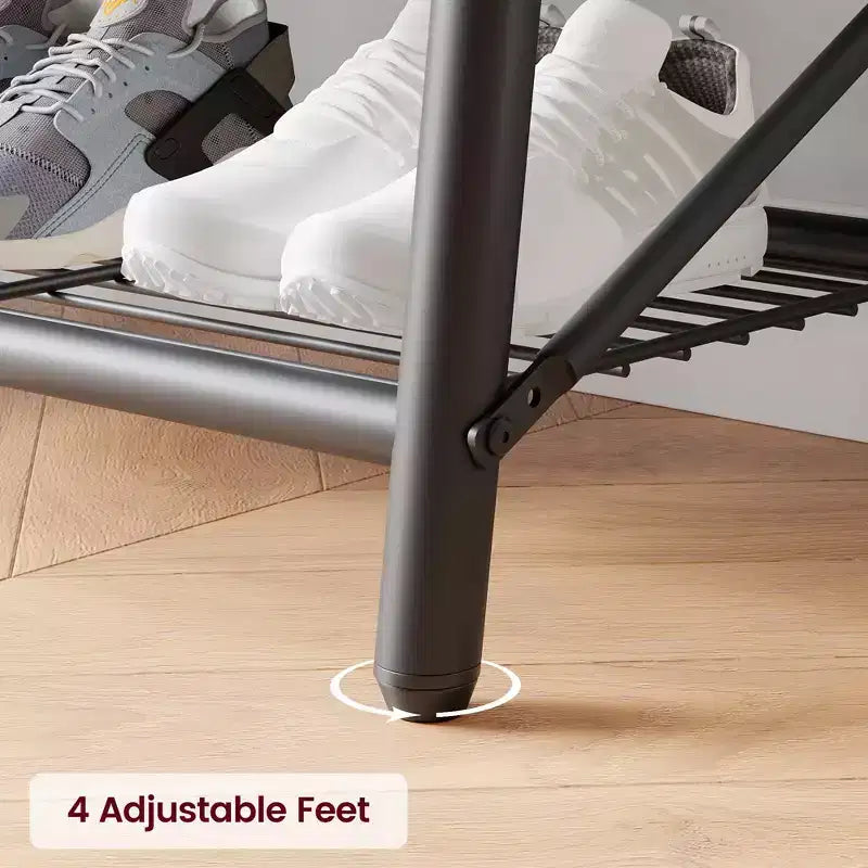 Albero da ingresso 4-in-1 nero con panca, ganci e scarpiera, 1 persona