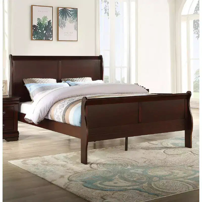 Letto a slitta in ciliegio massiccio, King, 1 posto
