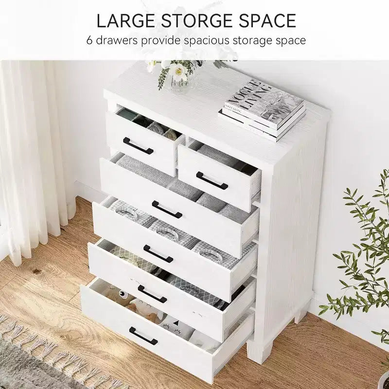 Cassettiera a 6 cassetti grigio/bianco, mobile contenitore per camera da letto singola