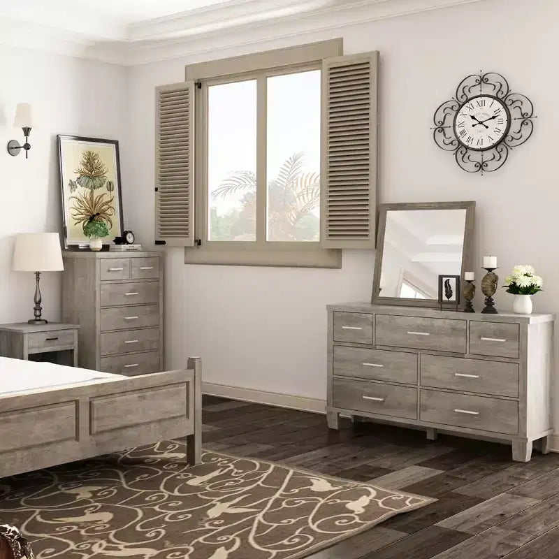 Cassettiera a 6 cassetti grigio/bianco, mobile contenitore per camera da letto singola