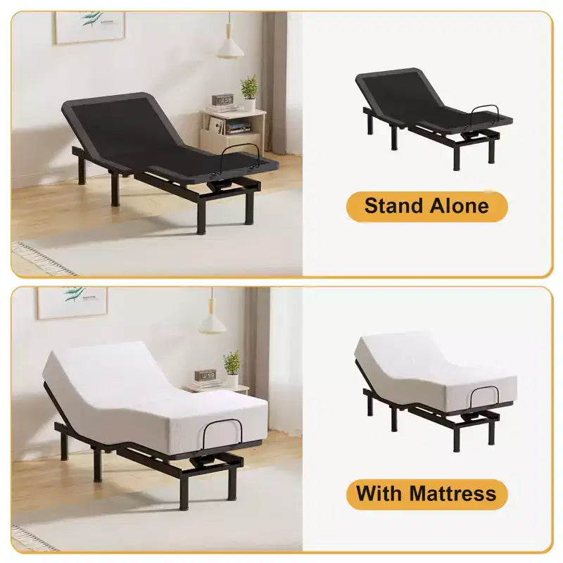 Base letto regolabile nera con telecomando wireless – Per uso da 1-2 persone