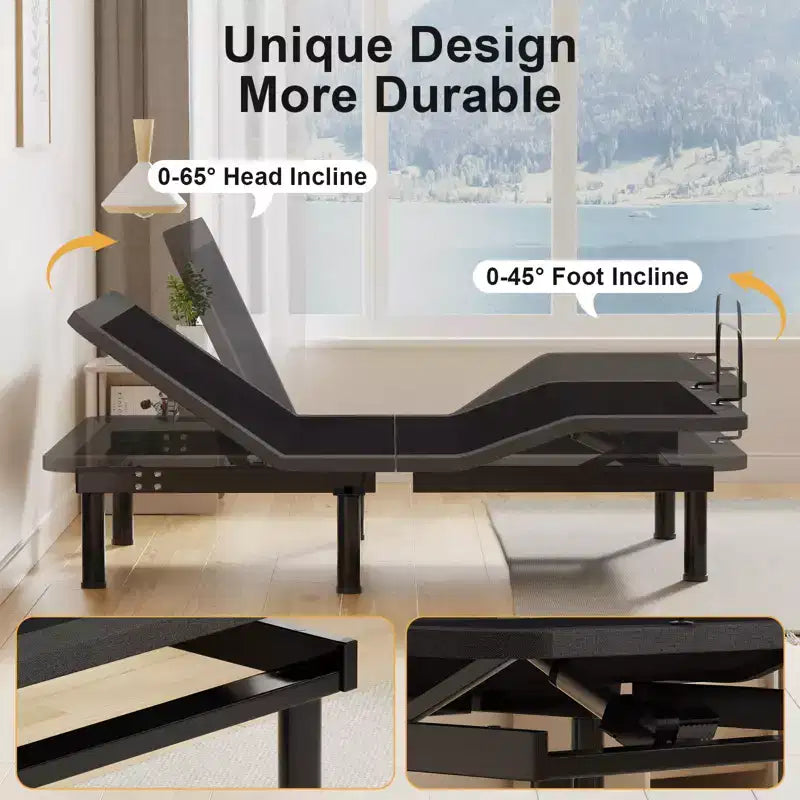 Base letto regolabile nera con telecomando wireless – Per uso da 1-2 persone