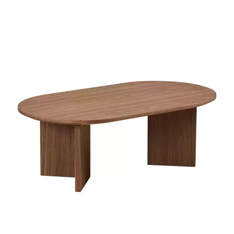 Okak 39L Tavolino da caffè moderno ovale, Tavolino da salotto piccolo con base a piedistallo robusta, Dimensioni salvaspazio per appartamento per soggiorno e camera da letto