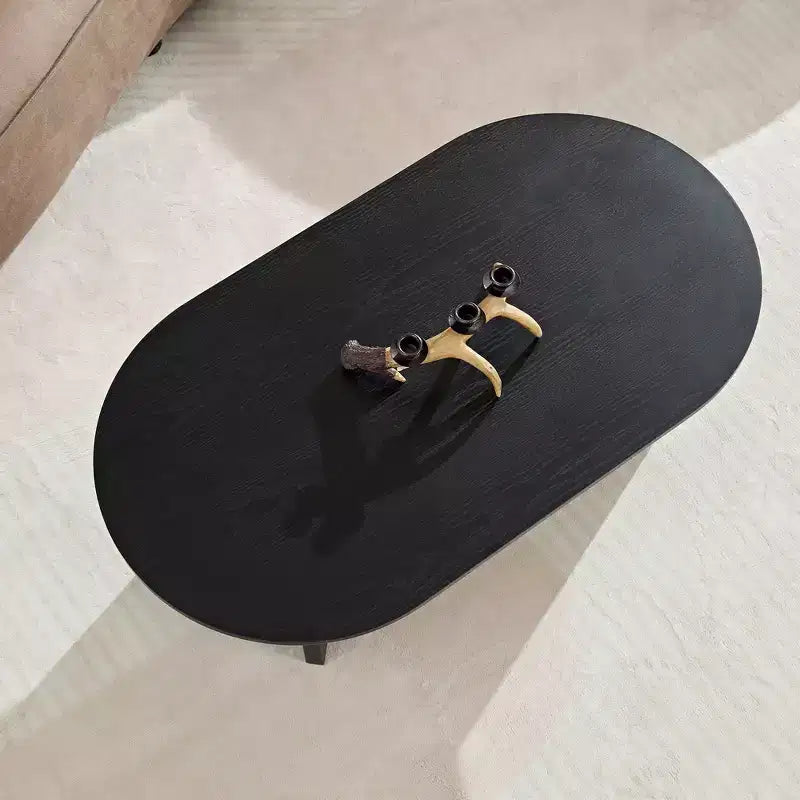 Okak 39L Tavolino da caffè moderno ovale, Tavolino da salotto piccolo con base a piedistallo robusta, Dimensioni salvaspazio per appartamento per soggiorno e camera da letto
