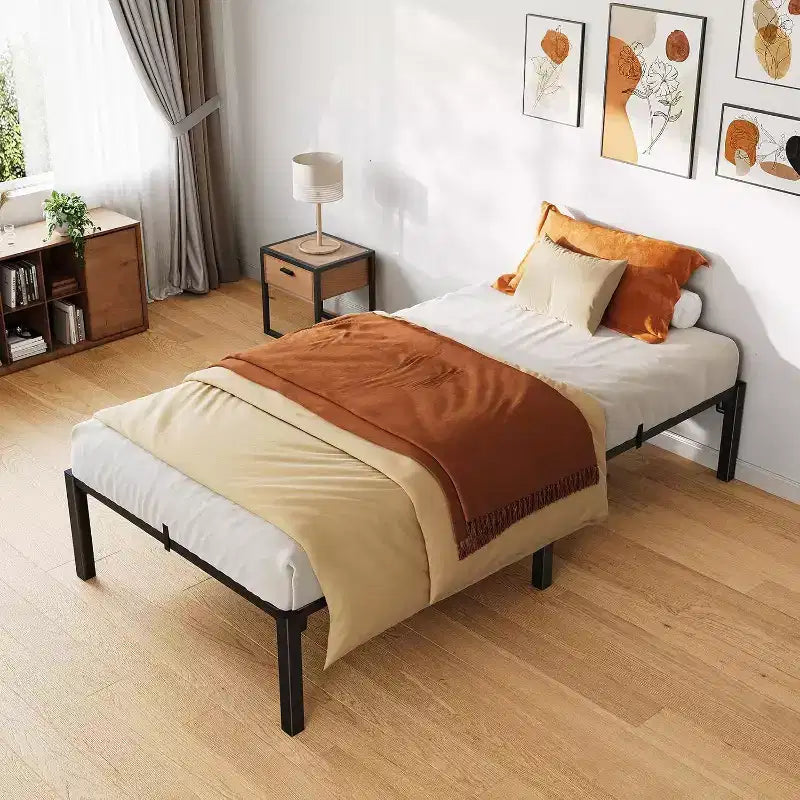 Struttura letto, Piattaforma in metallo, Nessuna vite necessaria, Elevata capacità di carico, Montaggio senza attrezzi, Doghe e gambe rinforzate