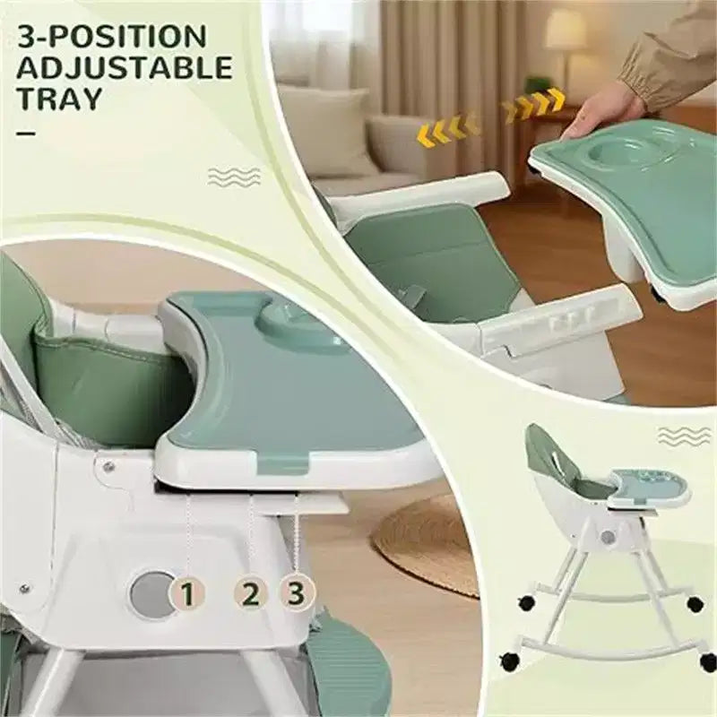 Sedia per l'Allattamento Dondolo Portatile 6 in 1 Karl Home, Seggiolone Sedia da Pranzo per Neonati, Grigia