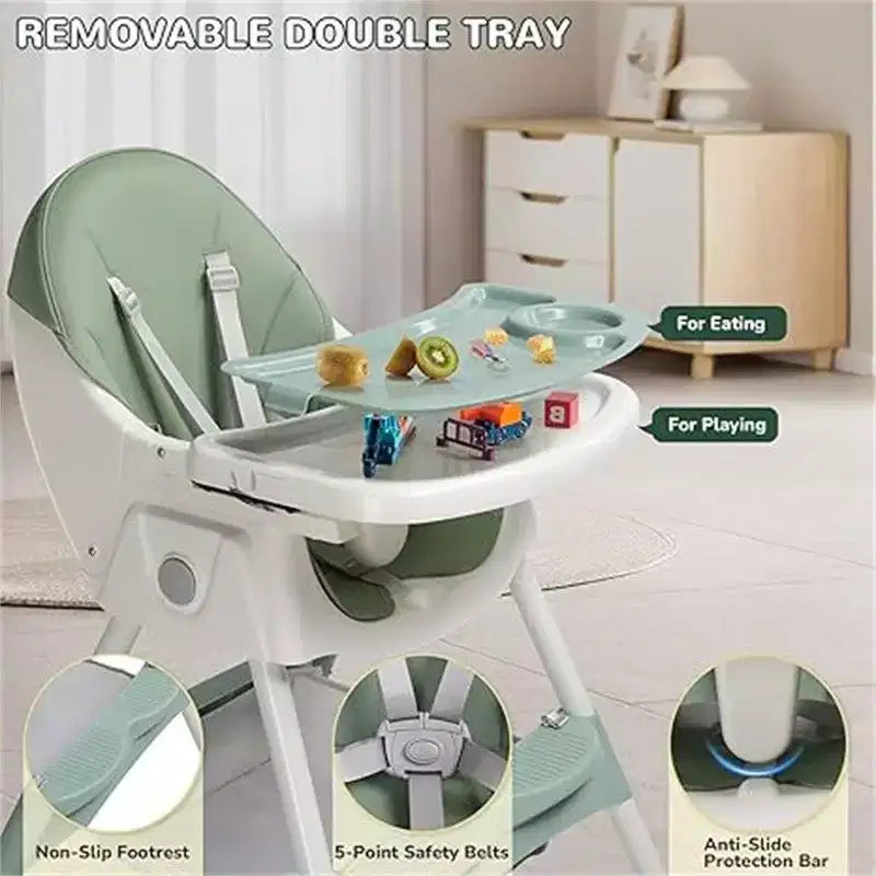 Sedia per l'Allattamento Dondolo Portatile 6 in 1 Karl Home, Seggiolone Sedia da Pranzo per Neonati, Grigia