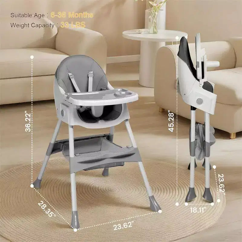 Sedia per l'Allattamento Dondolo Portatile 6 in 1 Karl Home, Seggiolone Sedia da Pranzo per Neonati, Grigia