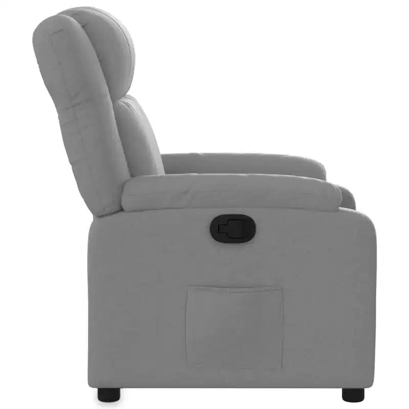 Poltrona reclinabile manuale in tessuto grigio chiaro, con sedile singolo