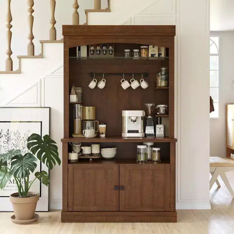 Mobile credenza da bar con dispensa stile rustico da 183 cm | 5 colori