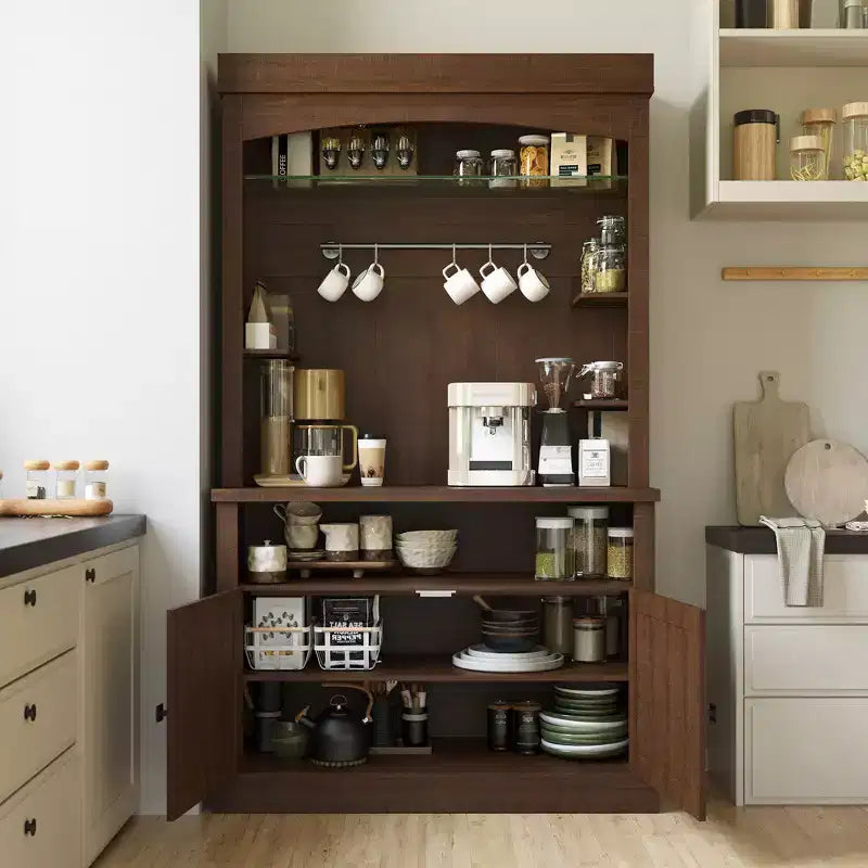 Mobile credenza da bar con dispensa stile rustico da 183 cm | 5 colori