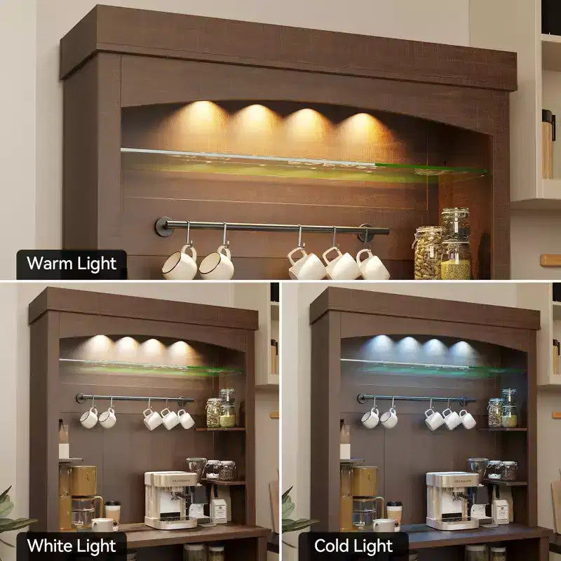 Mobile credenza da bar con dispensa stile rustico da 183 cm | 5 colori