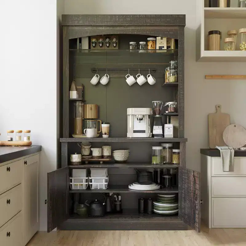 Mobile credenza da bar con dispensa stile rustico da 183 cm | 5 colori