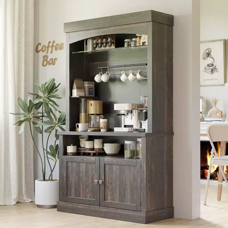 Mobile credenza da bar con dispensa stile rustico da 183 cm | 5 colori