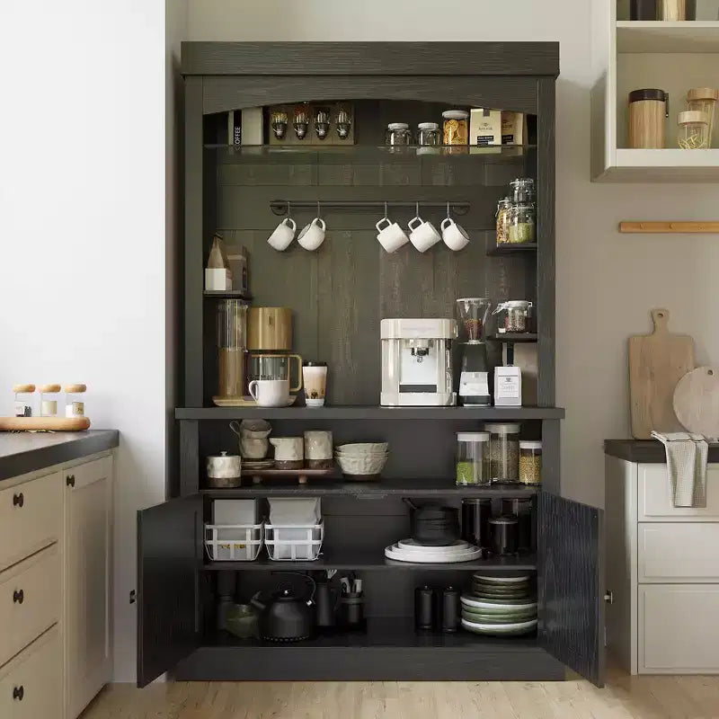 Mobile credenza da bar con dispensa stile rustico da 183 cm | 5 colori