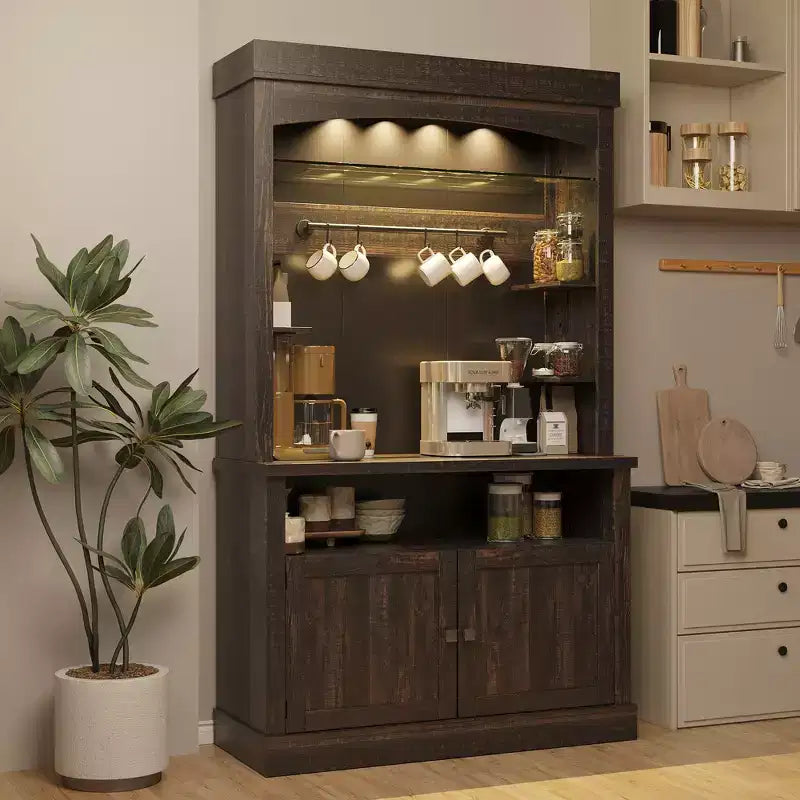 Mobile credenza da bar con dispensa stile rustico da 183 cm | 5 colori