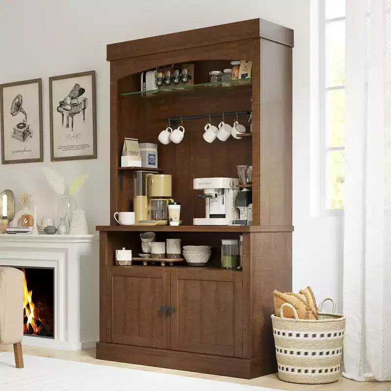 Mobile credenza da bar con dispensa stile rustico da 183 cm | 5 colori