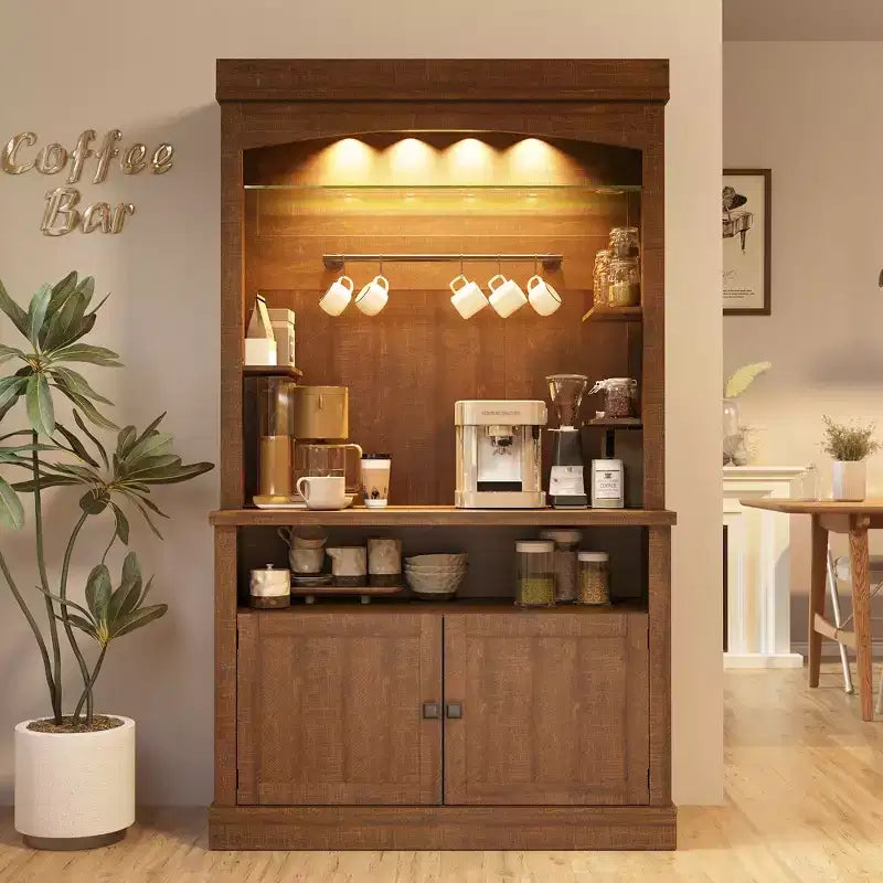 Mobile credenza da bar con dispensa stile rustico da 183 cm | 5 colori