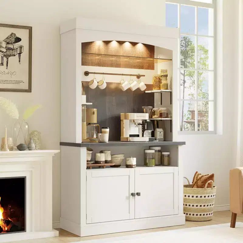 Mobile credenza da bar con dispensa stile rustico da 183 cm | 5 colori