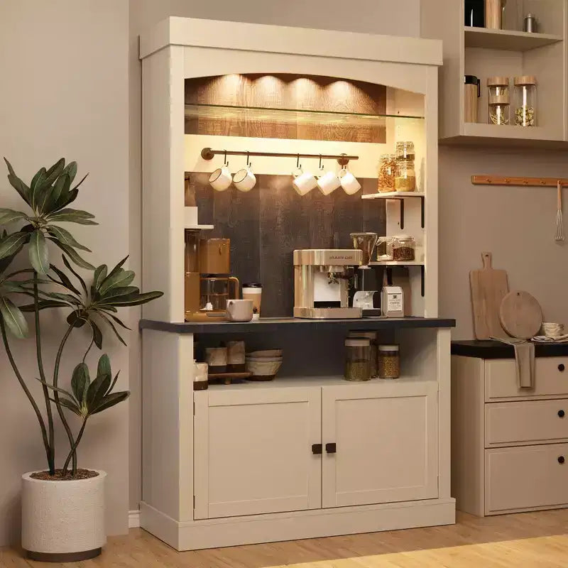 Mobile credenza da bar con dispensa stile rustico da 183 cm | 5 colori